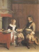 Gerard Ter Borch The Military Admirer (mk05) oil on canvas